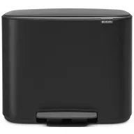   Brabantia Bo Pedal Bin pedálos szelektív hulladékgyűjtő szagmentesen záródó Soft-Close fedél, műanyag tartály, 3x11L - X méret, acél, matt fekete - 121104