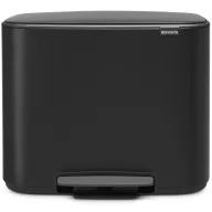   Brabantia Bo Pedal Bin pedálos szelektív hulladékgyűjtő szagmentesen záródó Soft-Close fedél, műanyag tartály, 11+23L - X+J méret, acél, matt fekete - 121227
