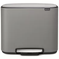   Brabantia Bo Pedal Bin pedálos szelektív hulladékgyűjtő szagmentesen záródó Soft-Close fedél, műanyag tartály, 3x11L - X méret, acél, betonszürke ásványi textúra - 121524