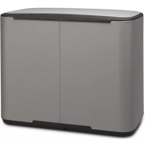 Brabantia Bo Pedal Bin pedálos szelektív hulladékgyűjtő szagmentesen záródó Soft-Close fedél, műanyag tartály, 3x11L - X méret, acél, betonszürke ásványi textúra - 121524