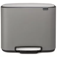   Brabantia Bo Pedal Bin pedálos szelektív hulladékgyűjtő szagmentesen záródó Soft-Close fedél, műanyag tartály, 11+23L - X+J méret, acél, betonszürke ásványi textúra - 121562