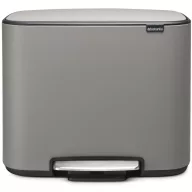   Brabantia Bo Pedal Bin pedálos hulladékgyűjtő szagmentesen záródó Soft-Close fedél, műanyag tartály, 36L - R méret, acél, betonszürke ásványi textúra - 121647