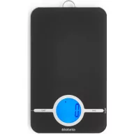   Brabantia Tasty+ Measure & Check digitális konyhai mérleg, 5kg teherbírás, 1g pontosság, megvilágított LCD kijelző, elemes, műanyag test, üveg fedlap, sötétszürke - 122644