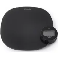   Brabantia Tasty+ Measure & Check digitális konyhai mérleg plus, dinamóval tölthető, 5kg teherbírás, 1g pontosság, LCD kijelző, műanyag test, üveg fedlap, sötétszürke - 122880