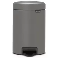   Brabantia NewIcon pedálos hulladékgyűjtő szagmentesen záródó Soft-Close fedél, műanyag tartály, 3L - V méret, acél, betonszürke ásványi textúra - 126260
