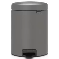   Brabantia NewIcon pedálos hulladékgyűjtő szagmentesen záródó Soft-Close fedél, műanyag tartály, 5L - W méret, acél, betonszürke ásványi textúra - 126284