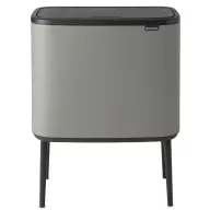   Brabantia Bo Touch Bin nyomófedeles hulladékgyűjtő, magasított, lábakon álló, műanyag tartály, 36L - R méret, acél, betonszürke ásványi textúra - 127205