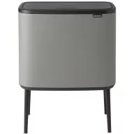   Brabantia Bo Touch Bin nyomófedeles szelektív hulladékgyűjtő, magasított, lábakon álló, műanyag tartály, 11+23L - X+J méret, acél, betonszürke ásványi textúra - 127243