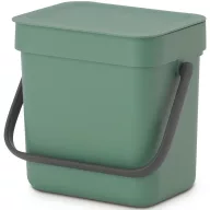   Brabantia Sort & Go konyhai szemetes felnyitható fedéllel, fogantyúval szelektív és komposzt gyűjtéséhez, 3L - A méret, platinazöld - 129865