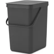   Brabantia Sort & Go konyhai szemetes felnyitható fedéllel, fogantyúval szelektív és komposzt gyűjtéséhez, 25L - J méret, sötétszürke - 129940