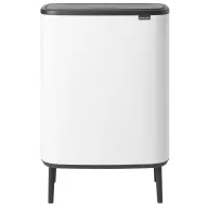   Brabantia Bo Touch Bin Hi hulladékgyűjtő Soft-Close fedéllel, magasított, lábakon álló, műanyag tartály, XXL, 60L - M méret, acél, fehér - 130205