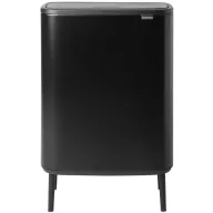   Brabantia Bo Touch Bin Hi hulladékgyűjtő Soft-Close fedéllel, magasított, lábakon álló, műanyag tartály, XXL, 60L - M méret, acél, matt fekete - 130229
