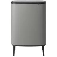   Brabantia Bo Touch Bin Hi hulladékgyűjtő Soft-Close fedéllel, magasított, lábakon álló, műanyag tartály, XXL, 60L - M méret, acél, betonszürke ásványi textúra - 130281