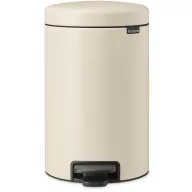   Brabantia NewIcon pedálos hulladékgyűjtő szagmentesen záródó Soft-Close fedél, műanyag tartály, 12L - X méret, acél, világos bézs - 149924