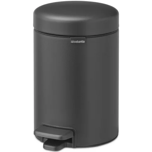 Brabantia NewIcon pedálos hulladékgyűjtő szagmentesen záródó Soft-Close fedél, műanyag tartály, 3L - V méret, acél, határtalan szürke ásványi textúra - 200465