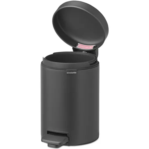 Brabantia NewIcon pedálos hulladékgyűjtő szagmentesen záródó Soft-Close fedél, műanyag tartály, 3L - V méret, acél, határtalan szürke ásványi textúra - 200465