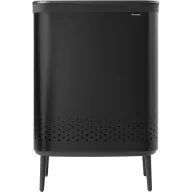   Brabantia Bo Laundry Bin lábakon álló szennyestartó szellőző nyílásokkal, tépőzáras, mosható szennyesgyűjtő zsák, Bo forma, extra nagy méret 2x45L, acél, matt fekete - 200564