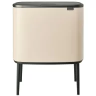   Brabantia Bo Touch Bin nyomófedeles hulladékgyűjtő, magasított, lábakon álló, műanyag tartály, 36L - R méret, acél, világos bézs - 201189