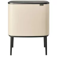   Brabantia Bo Touch Bin nyomófedeles szelektív hulladékgyűjtő, magasított, lábakon álló, műanyag tartály, 11+23L - X+J méret, acél, világos bézs - 201585