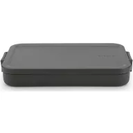   Brabantia Make & Take Flat Lunch Box lapos ételhordozó doboz, 1100 ml, bepattintós (clip-on) zárómechanizmus, BPA mentes műanyag, sötétszürke - 202704