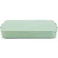   Brabantia Make & Take Flat Lunch Box lapos ételhordozó doboz, 1100 ml, bepattintós (clip-on) zárómechanizmus, BPA mentes műanyag, jáde zöld - 202926