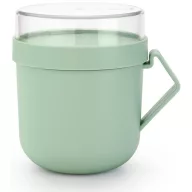   Brabantia Make & Take Soup Mug leveses bögre, 600 ml, hőálló fogantyú, beépített gőzkieresztő szelep, felső tárolórekesz, szivárgás- és légmentes záródás, BPA mentes műanyag, jáde zöld - 203862