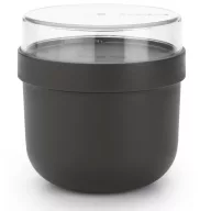   Brabantia Make & Take Breakfast Bowl reggeliző pohár, 500 ml, hő- és fagyálló, felső tárolórekesz (180ml), szivárgás- és légmentes záródás, BPA mentes műanyag, sötétszürke - 204180