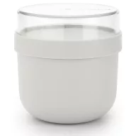   Brabantia Make & Take Breakfast Bowl reggeliző pohár, 500 ml, hő- és fagyálló, felső tárolórekesz (180ml), szivárgás- és légmentes záródás, BPA mentes műanyag, világosszürke - 204203