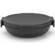   Brabantia Make & Take Lunch Bowl ételhordozó tál, 1000 ml, szivárgás- és légmentes záródás, bepattintós (clip-on) zárómechanizmus, lapos - kerek forma, BPA mentes műanyag, sötétszürke - 206009