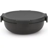  Brabantia Make & Take Salad Bowl salátástál, 1300 ml, szivárgás- és légmentes záródás, bepattintós (clip-on) zárómechanizmus, kerek forma, műanyag, sötétszürke - 206344