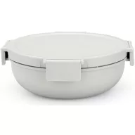   Brabantia Make & Take Salad Bowl salátástál, 1300 ml, szivárgás- és légmentes záródás, bepattintós (clip-on) zárómechanizmus, kerek forma, műanyag, világosszürke - 206368