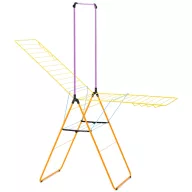   Brabantia HangOn Drying Rack ruhaszárító állvány, 25m szárítási hossz, felhajtható vállfa tartórúddal, 8db ruhaakasztó kampó, 12+10kg teherbírás, összecsukható, acél, Yinka Ilori - 207105