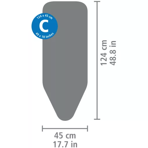Brabantia C 124 × 45 cm vasalódeszka-huzat – méretek.