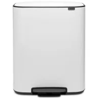   Brabantia Bo Pedal Bin pedálos hulladékgyűjtő szagmentesen záródó Soft-Close fedél, műanyag tartály, 60L - M méret, acél, fehér - 211300