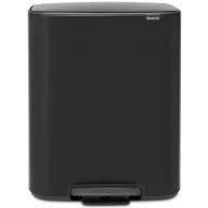   Brabantia Bo Pedal Bin pedálos hulladékgyűjtő szagmentesen záródó Soft-Close fedél, műanyag tartály, 60L - M méret, acél, matt fekete - 211362