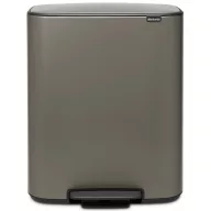   Brabantia Bo Pedal Bin pedálos hulladékgyűjtő szagmentesen záródó Soft-Close fedél, műanyag tartály, 60L - M méret, acél, platinaszürke - 211409