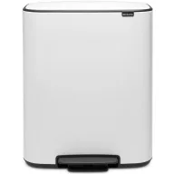   Brabantia Bo Pedal Bin pedálos szelektív hulladékgyűjtő szagmentesen záródó Soft-Close fedél, műanyag tartály, 2x30L - O méret, acél, fehér - 211447