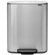   Brabantia Bo Pedal Bin pedálos szelektív hulladékgyűjtő szagmentesen záródó Soft-Close fedél, műanyag tartály, 2x30L - O méret, r.m. acél, selyem ujjlenyomatmentes - 211461