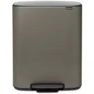   Brabantia Bo Pedal Bin pedálos szelektív hulladékgyűjtő szagmentesen záródó Soft-Close fedél, műanyag tartály, 2x30L - O méret, acél, platinaszürke - 211546