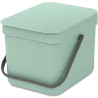   Brabantia Sort & Go konyhai szemetes felnyitható fedéllel, fogantyúval szelektív és komposzt gyűjtéséhez, 6L - S méret, jáde zöld - 211768