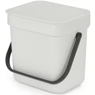   Brabantia Sort & Go konyhai szemetes felnyitható fedéllel, fogantyúval szelektív és komposzt gyűjtéséhez, 3L - A méret, világosszürke - 213229
