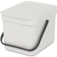   Brabantia Sort & Go konyhai szemetes felnyitható fedéllel, fogantyúval szelektív és komposzt gyűjtéséhez, 6L - S méret, világosszürke - 213267