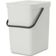   Brabantia Sort & Go konyhai szemetes felnyitható fedéllel, fogantyúval szelektív és komposzt gyűjtéséhez, 25L - J méret, világosszürke - 214400