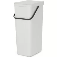   Brabantia Sort & Go konyhai szemetes felnyitható fedéllel, fogantyúval szelektív és komposzt gyűjtéséhez, 40L - L méret, világosszürke - 214424