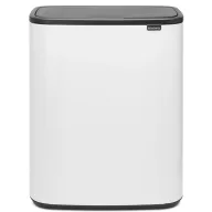   Brabantia Bo Touch Bin nyomófedeles hulladékgyűjtő XXL, padlón álló, műanyag tartály, 2x30L - O méret, acél, fehér - 221408