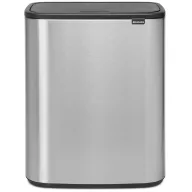   Brabantia Bo Touch Bin nyomófedeles hulladékgyűjtő XXL, padlón álló, műanyag tartály, 2x30L - O méret, r.m. acél, selyem ujjlenyomatmentes - 221422