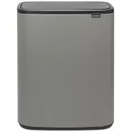  Brabantia Bo Touch Bin nyomófedeles hulladékgyűjtő XXL, padlón álló, műanyag tartály, 2x30L - O méret, acél, betonszürke ásványi textúra - 221460
