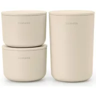   Brabantia ReNew 3db-os kozmetikai rendszerező, tároló szett, halmozható 2db kicsi kehely és 1db pohár fedővel, műanyag, világos bézs - 223501