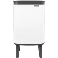   Brabantia Bo Waste Bin Hi hulladékgyűjtő felnyitható, Soft-Close fedéllel, magasított, lábakon álló, műanyag tartály, 4L - A méret, acél, fehér - 227042