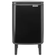   Brabantia Bo Waste Bin Hi hulladékgyűjtő felnyitható, Soft-Close fedéllel, magasított, lábakon álló, műanyag tartály, 7L - B méret, acél, matt fekete - 227141